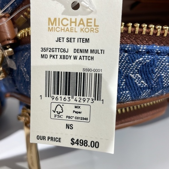 Michael Kors Denim 💙Jet set travel pocket
crossbody tech pouches AirPods case - Picture 10 of 11